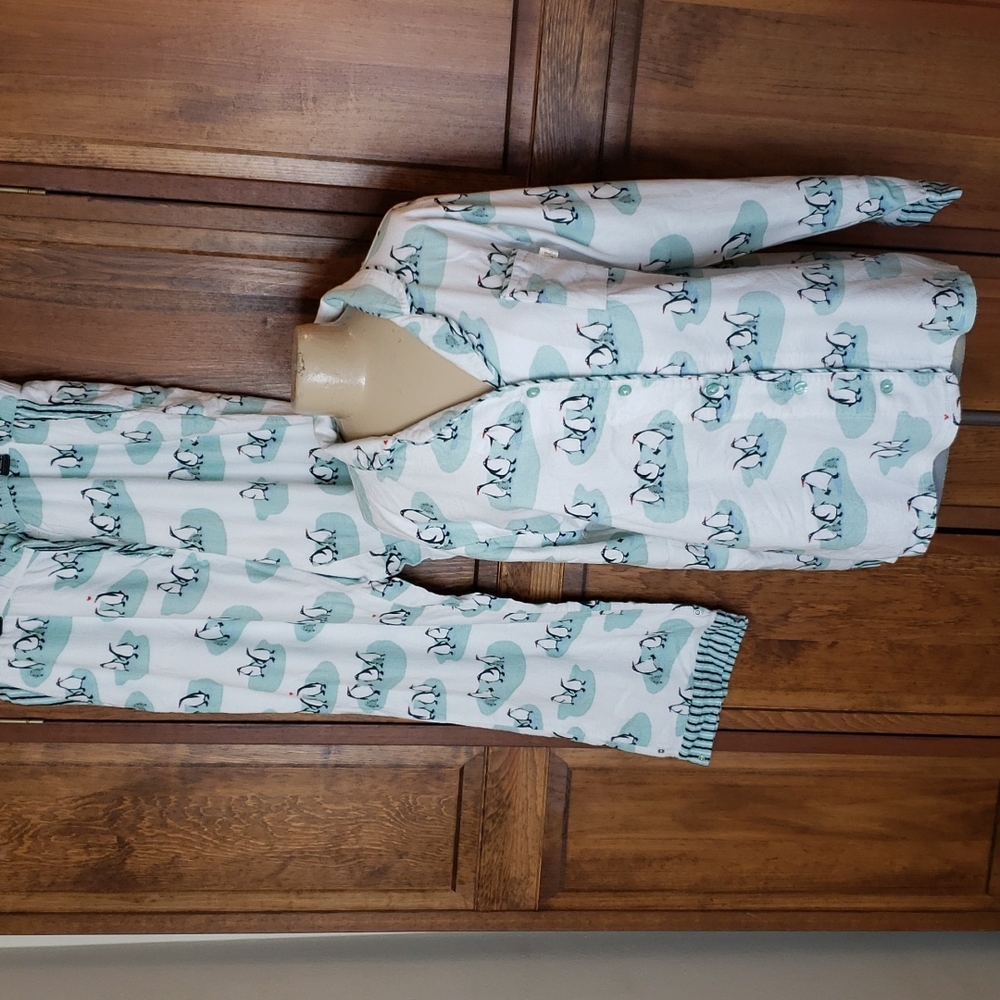 Munki Munki Penguin Flannel Pajama Set Sz XXL - Picture 6 of 8